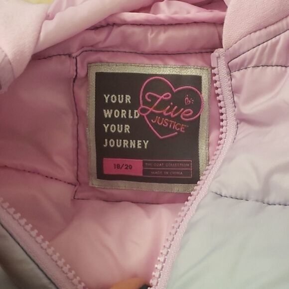 Justic lightweight packable puffer jacket New Size 18/20 - Picture 4 of 5